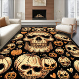 Spooky Heart Eyed Skull Tufted Rug Halloween Gothic Aesthetic(Black)