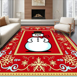 Enchanted Snowflake Tapestry Featuring Joyful Snowman and Starburst Ornaments(Red)