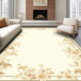 Elegant Beige Low Pile Modern Bordered(Beige)