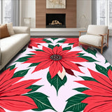 Poinsettia Bloom Botanical Print Yuletide Textile Design(Red)