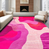 Chic Abstract Swirls Area Accent for Modern Home Decor(Pink)