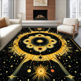 Ultra Soft Area Rug, Non Slip, Stain Resistant, Washable Area Rugs for Living Room, Bedroom, Boho Celestial Moon Stars(Black)