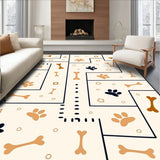 Interlocking Paw Print Maze with Subtle Bone Motifs (Beige)