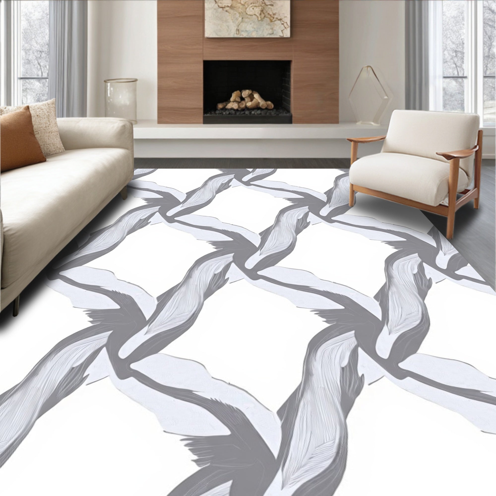 Subtle Ombre Waves With Interlocking Motifs (Gray) - ODIKA