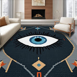 Ultra Soft Area Rug, Non Slip, Stain Resistant, Washable Area Rugs for Living Room, Bedroom, Boho Evil Eye Soft Cotton Runner(Blue)