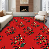 Stylized Amber Woods Motif with Flourished Botanical Embellishments(Red)