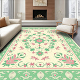 Retro Floral Damask Interlocking Vinework Classic Motif Arrangement(Green)