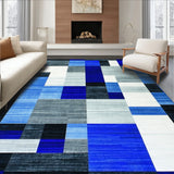 Contemporary Geometric Area with Elegant Blue and Silver Accents(Blue)