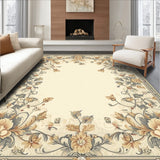 Antique Scroll Area Showcasing Floral Arabesque and Stylized Border Details(Beige)