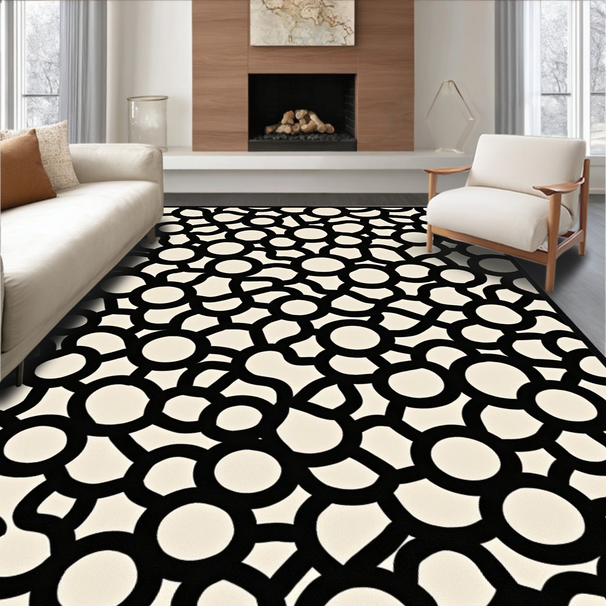 Abstract Prairie Medley with Interlocking Animal Inspired (Black) - ODIKA