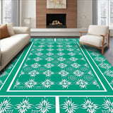 Classic Nordic Style Area With Repetitive Interlocking Snow Crystal(Green)