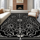 Moody Jungle Lotus and Mushroom Art Nouveau Flora (Black) - ODIKA