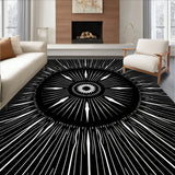 Obsidian Starburst Radial Motif Luxurious Pile (Black)