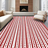 Nordic Stripe With Minimalist Brushstroke Motifs(Red)