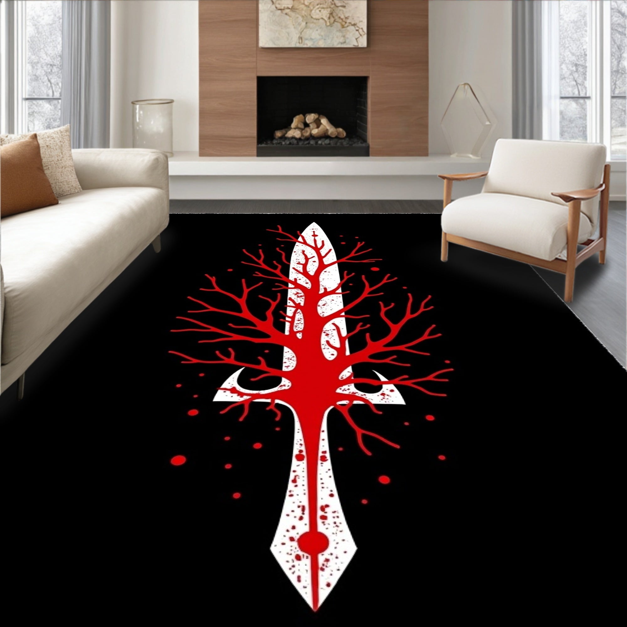 Knife Bloody Splatter Macabre Entrance(Black) - ODIKA