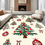 Festive Evergreen Holiday Tapestry With Ornamental Decorations(Cream)