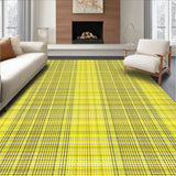 Checkerboard Grid Yellow Area Modern Floor Accent(Yellow)