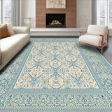 Geometric Blue and Beige Area Modern Oriental Style(Beige)