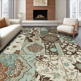Ultra Soft Area Rug, Non Slip, Stain Resistant, Washable Area Rugs for Living Room, Bedroom, Vintage Boho Patchwork(Brown)