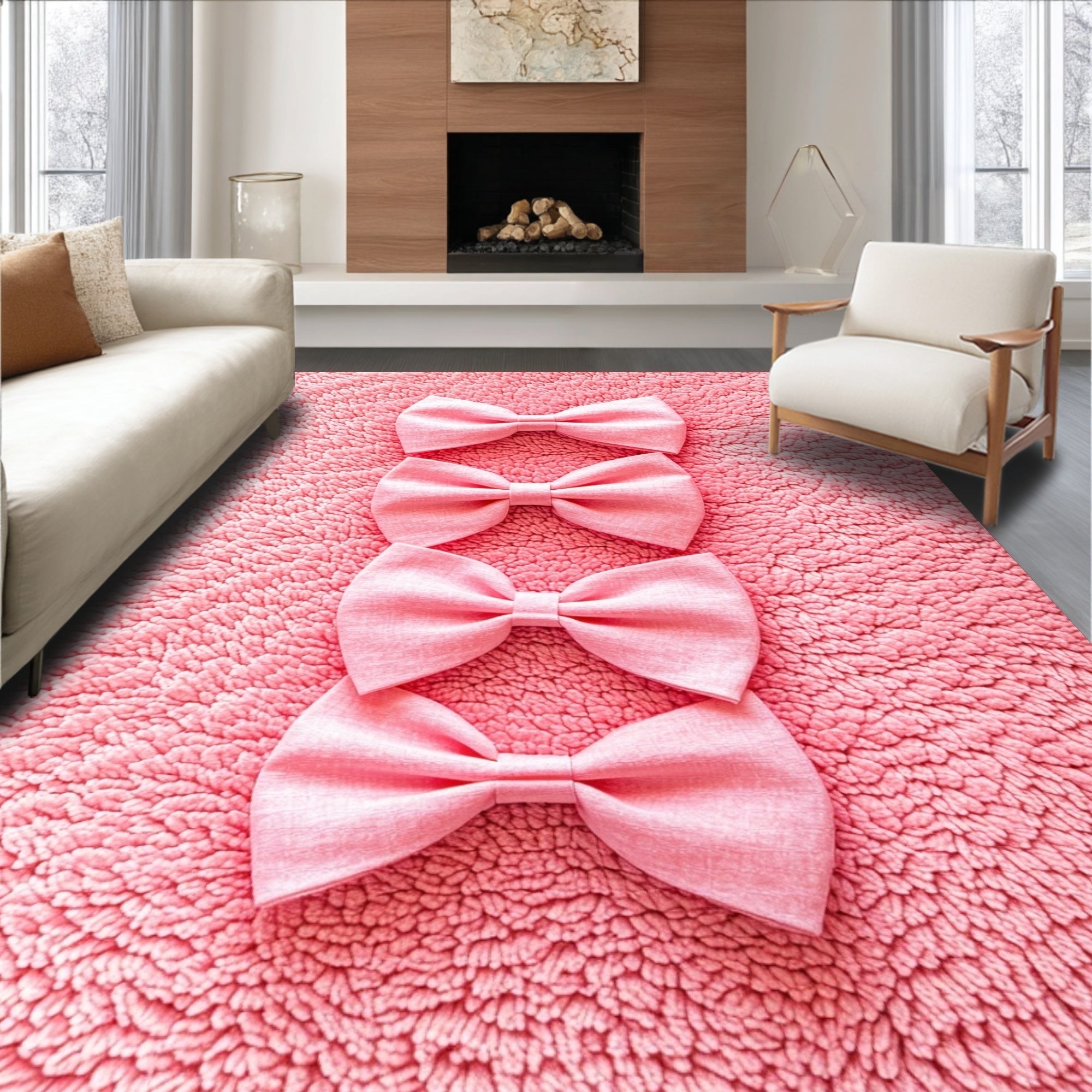 Ultra Soft Area Rug, Non Slip, Stain Resistant, Washable Area Rugs for Living Room, Bedroom, Whimsical Pastel Designer Rug for Aesthetic Vanity Spaces(Pink)