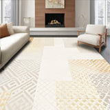 Contemporary Ethnic Inspired Area with Abstract Neutral Rhombus Layers(Beige)