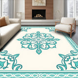 Seafoam Trellis Damask Transitional Abstract(White)