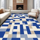 Contemporary Blue Beige Area Modern Geometric Design(Blue)