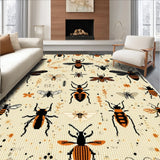 Ultra Soft Area Rug, Non Slip, Stain Resistant, Washable Area Rugs for Living Room, Bedroom, Beige Modern Insect Print Stain-Resistant Living Room Rug(Ivory)