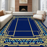 Modern Interlocking Lattice with Art Flourish (Blue)
