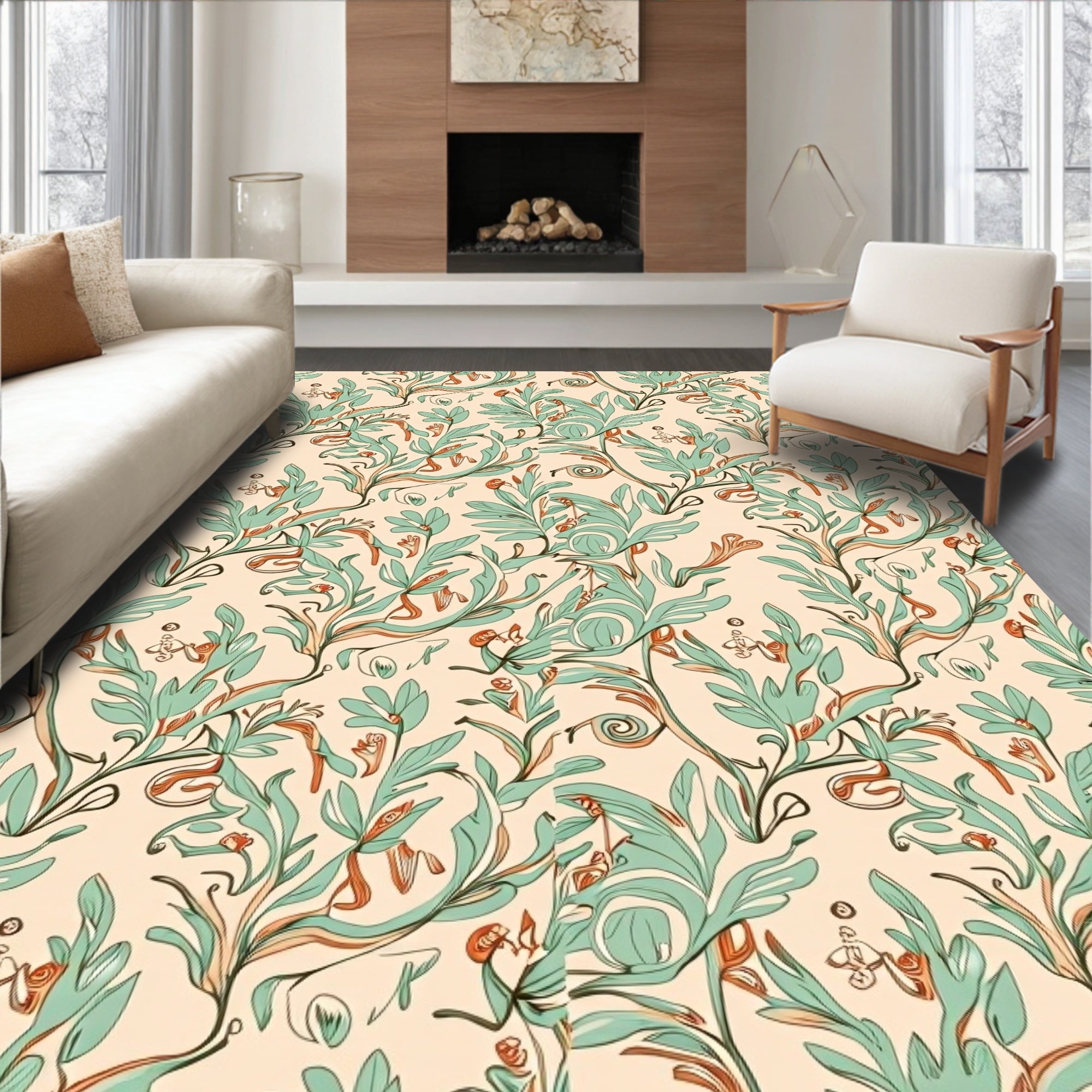 Faded Paisley Garden with Cascading Petal (Ivory) - ODIKA