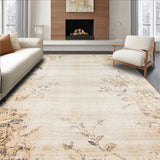 Beige Desert Bloom Distressed Floral Indoor Area(Beige)