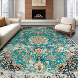 Ultra Soft Area Rug, Non Slip, Stain Resistant, Washable Area Rugs for Living Room, Bedroom, Boho Chic Dark Green Living Room Rug(Blue)