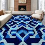Ultra Soft Area Rug, Non Slip, Stain Resistant, Washable Area Rugs for Living Room, Bedroom, Modern Deep Royal Geometric Living Room Rug(Blue)