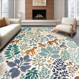 Ultra Soft Area Rug, Non Slip, Stain Resistant, Washable Area Rugs for Living Room, Bedroom, Modern Jungle Print Stain-Resistant Living Room Mat(White)