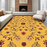 Meadow Floral Motif with Interlocking Petals and Vintage Botanicals(Yellow)