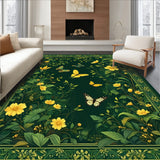 Charming Low Pile Floral Artwork(Green)