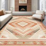 Geometric Diamond Stripe Earthy Beige Rich Terracotta(Orange)