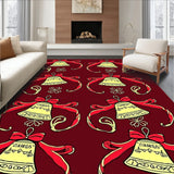 Festive Jingle Bell Cascade Half Moon Doormat with Ribbons(Red)