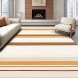 Contemporary Area with Bold Stripe Design in Warm Beige and Cream(Beige)