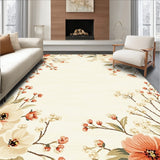 Area Cream Beige with Romantic Floral Design(Beige)