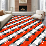 Classic Tartan Featuring Layered Orange Lines and Crisp Grid(Red)