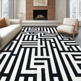 Contemporary Striped Area Black and White Linear Design(Black)