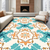 Serene Floral Mosaic with Interlocking Petal Medallions(Teal)