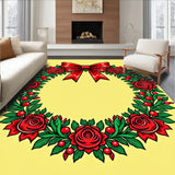 Jubilant Wreath Tapestry With Decorative Ribbon Swirls(Red)