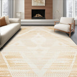 Boho Chic Area with Distressed Abstract Geometric(Beige)