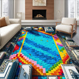 Ultra Soft Area Rug, Non Slip, Stain Resistant, Washable Area Rugs for Living Room, Bedroom, Vibrant City Road Educational Playroom Rug(Blue)