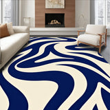 Modern Wavy Interlocking Motif with Bold Curves and Abstract Layers(Blue)