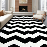 Geometric Entryway Rug Chevron with Bold Lines(Black)