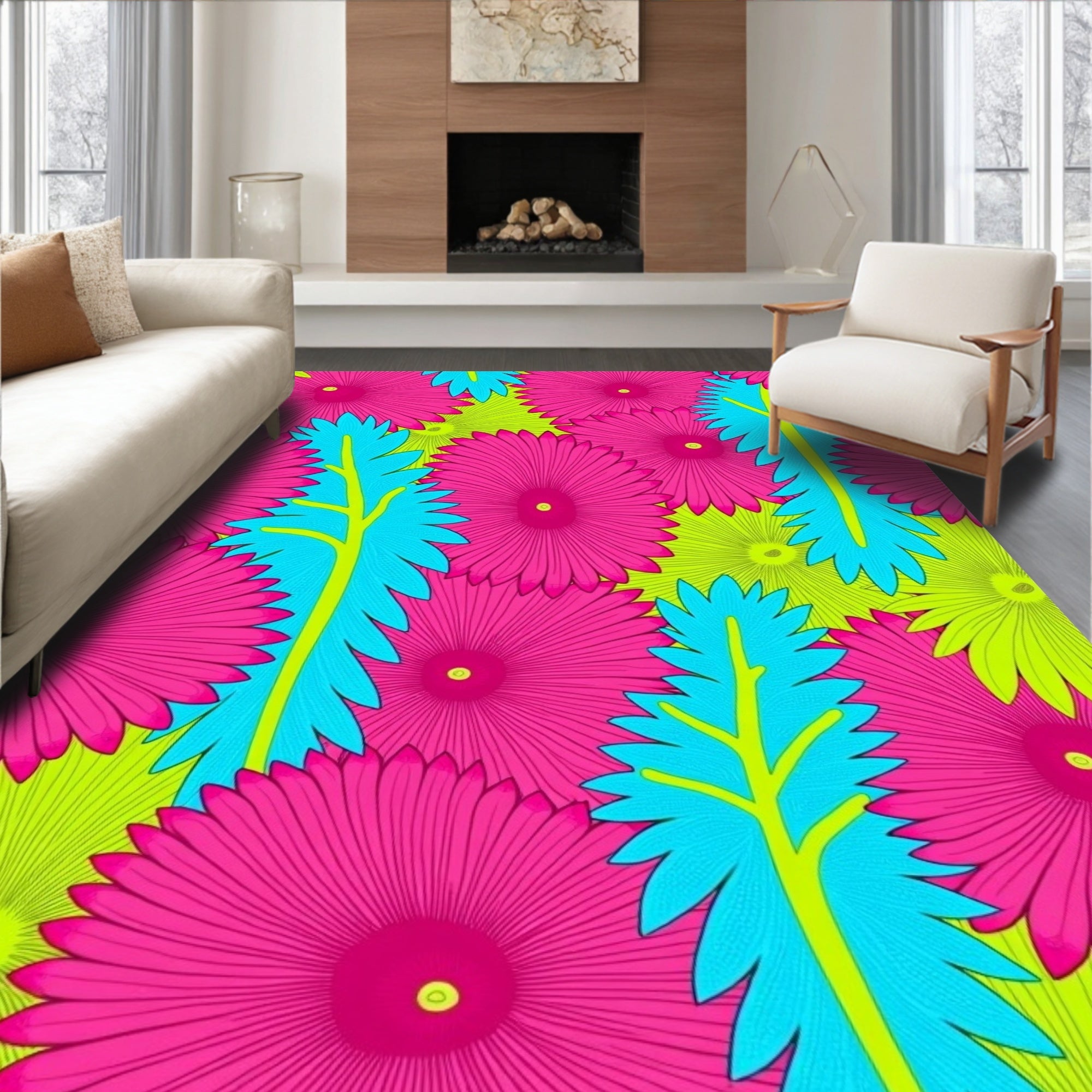 Tropical Feather Mosaic Slip Resistant Foundation (Pink) - ODIKA