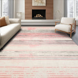 Chic Distressed Striped Area Abstract Print Runner(Pink)